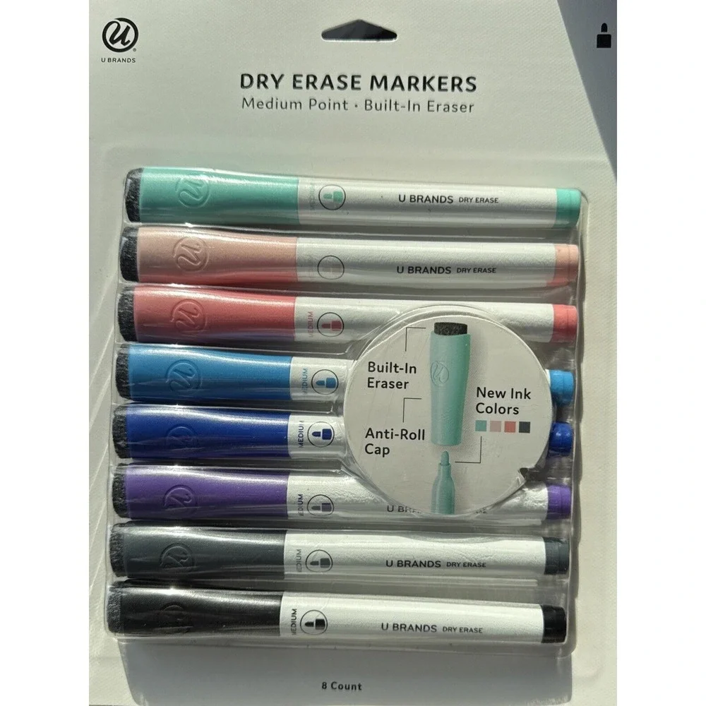 U Brands Low Odor‎ Dry Erase Markers, Medium Point, Assorted Colors, 8 Count  B2